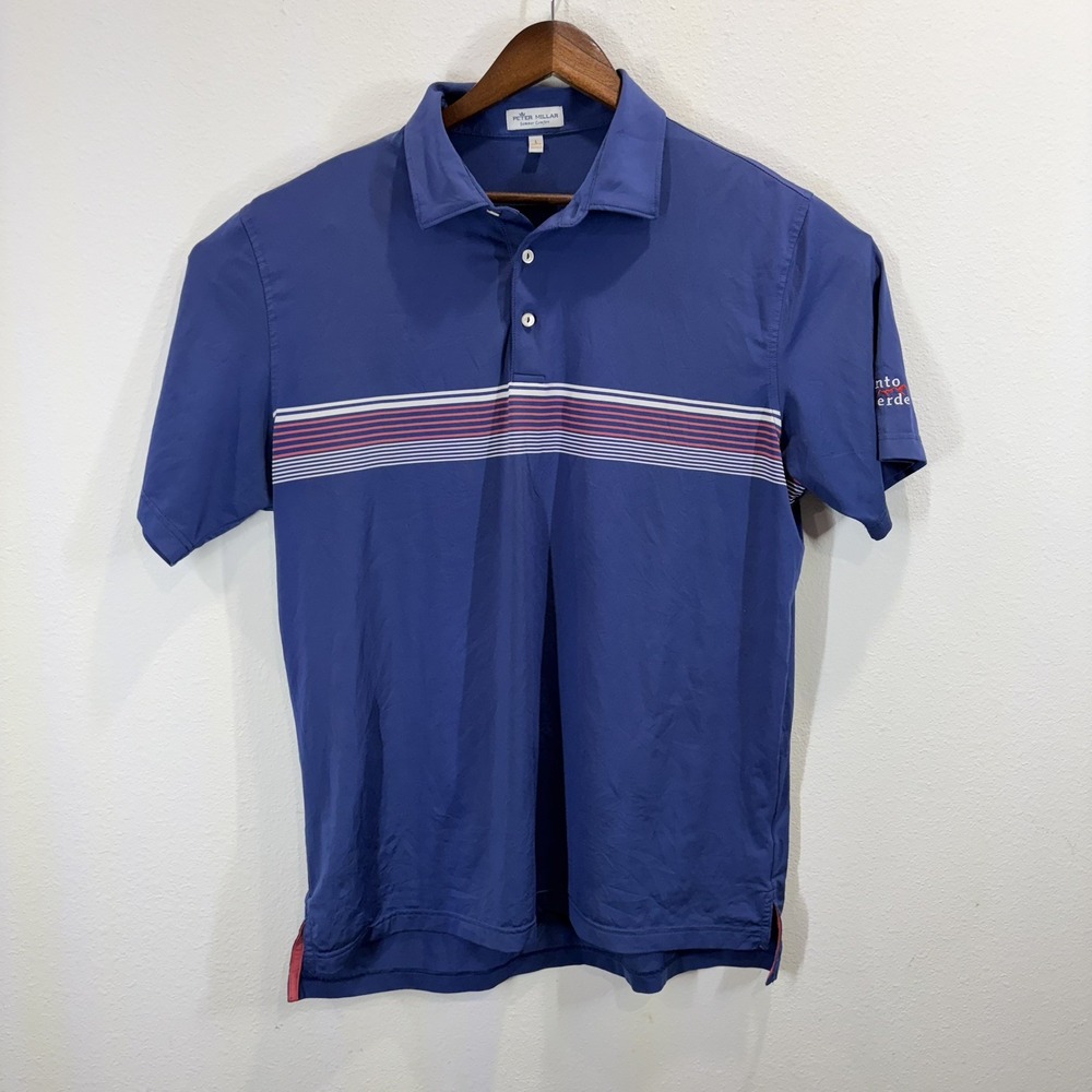 Peter Millar Summer Comfort Performance Polo Striped Golf Shirt Size Large